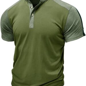 BNJWJZS Men Sports Short Sleeves Fashion Breathable Stand-up Collar Cotton T-Shirt Casual Fitness Tops with Buttons