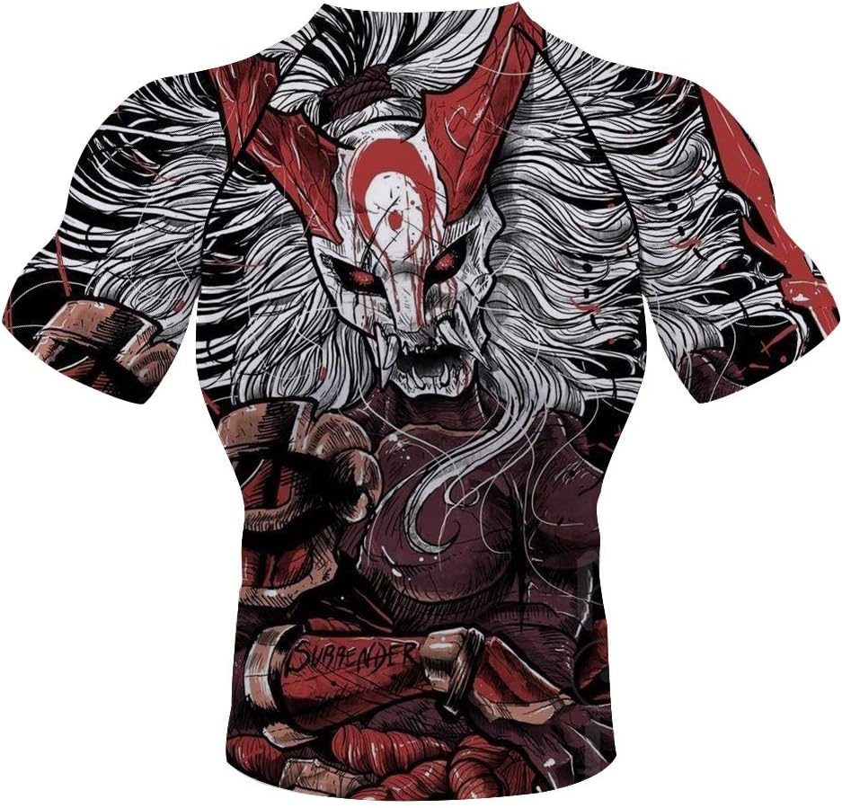 CHOO Men's Mask Samurai Moisture Wicking Gym T-Shirt Quick-Dry Stretch Clothing 2-Pack (Shortsleeve + Spats), XX-Large - Image 3