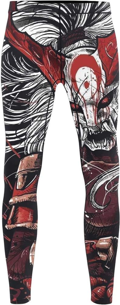 CHOO Men's Mask Samurai Moisture Wicking Gym T-Shirt Quick-Dry Stretch Clothing(Longsleeve + Spats/Shorts), XX-Large - Image 4