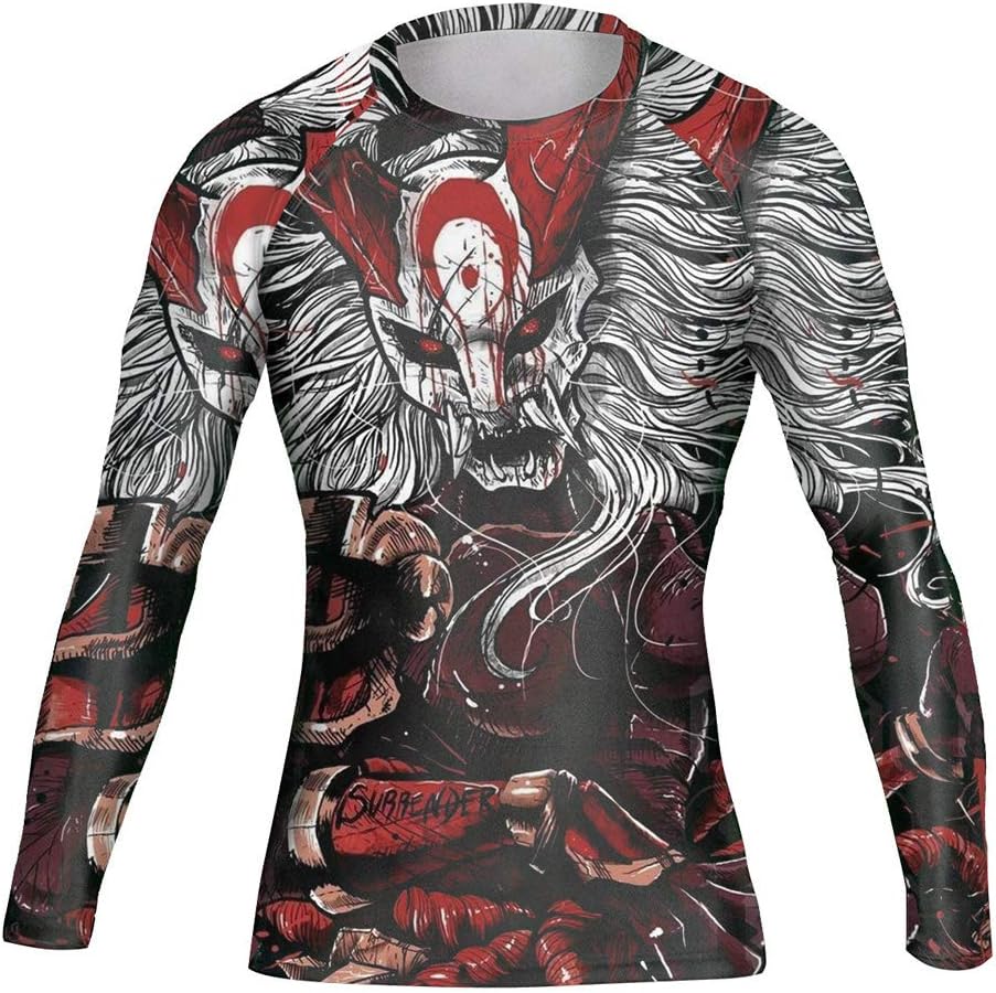 CHOO Men's Mask Samurai Moisture Wicking Gym T-Shirt Quick-Dry Stretch Clothing(Longsleeve + Spats/Shorts), XX-Large - Image 2