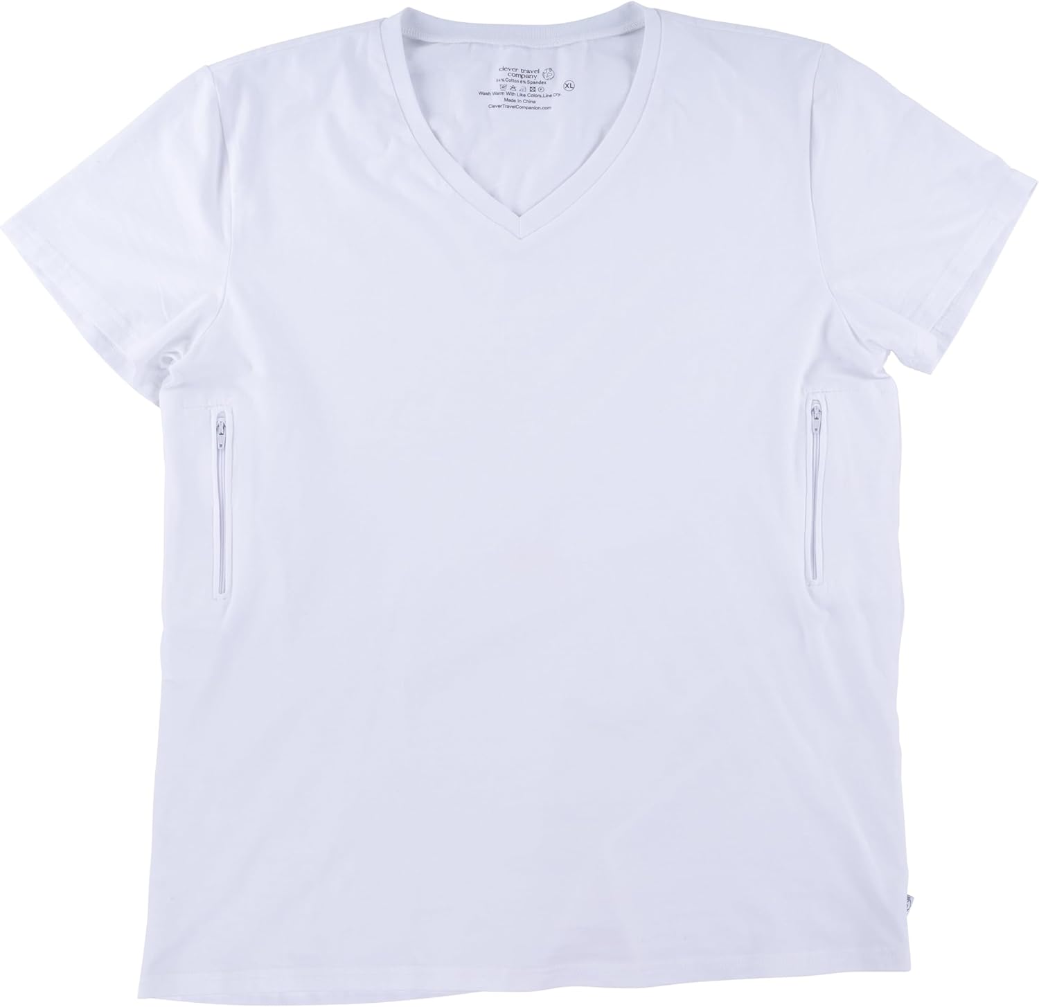 Clever Travel Companion V-Necked Men's Tee Shirt - Pickpocket Proof Sublimation Tees with 2 Secret Hidden Pocket