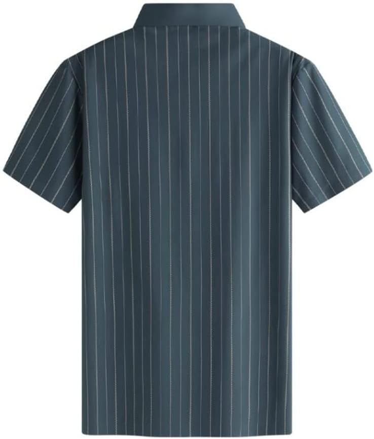DUYHBAWRS Quick-Dry Seamless Lapel Short-Sleeved T-Shirt Men's Striped Shirt - Image 2