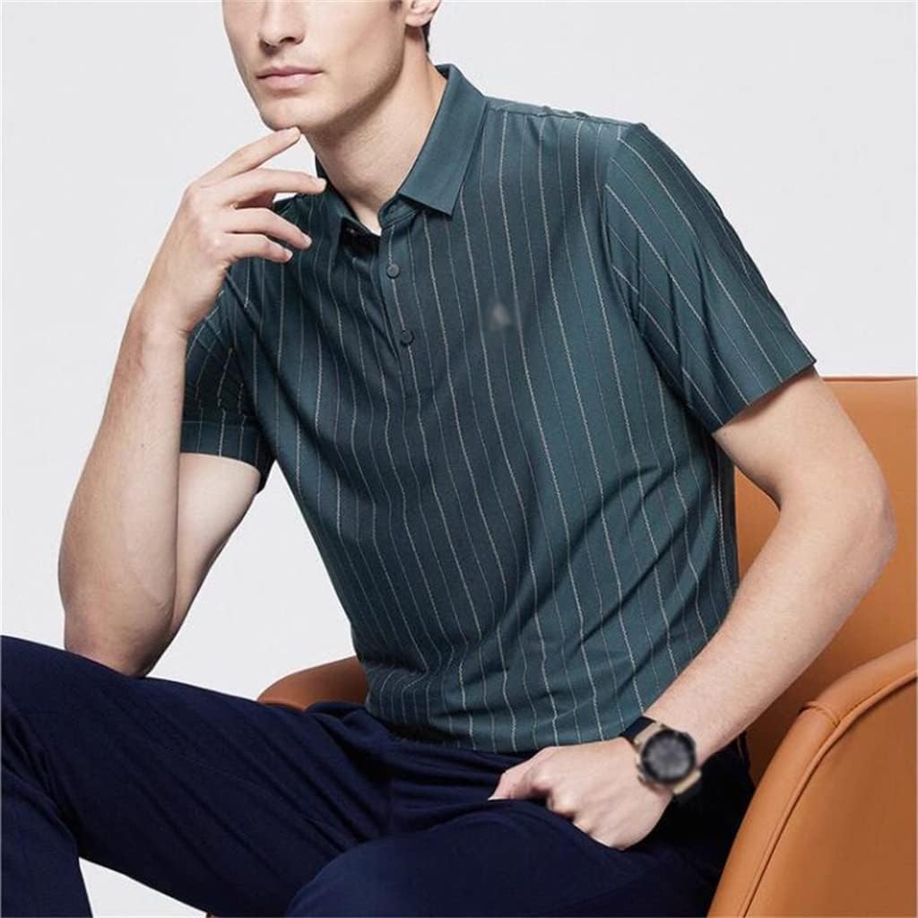 DUYHBAWRS Quick-Dry Seamless Lapel Short-Sleeved T-Shirt Men's Striped Shirt - Image 3