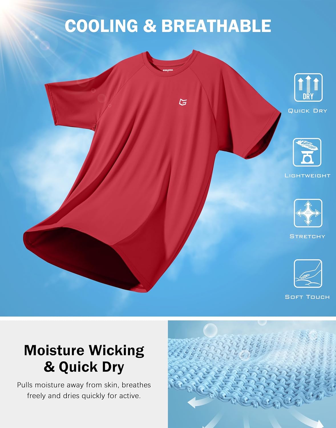 G Gradual Men's Workout Athletic T-Shirts Moisture Wicking Cooling Running Shirts Short Sleeve Performance Tee for Gym Tennis - Image 4