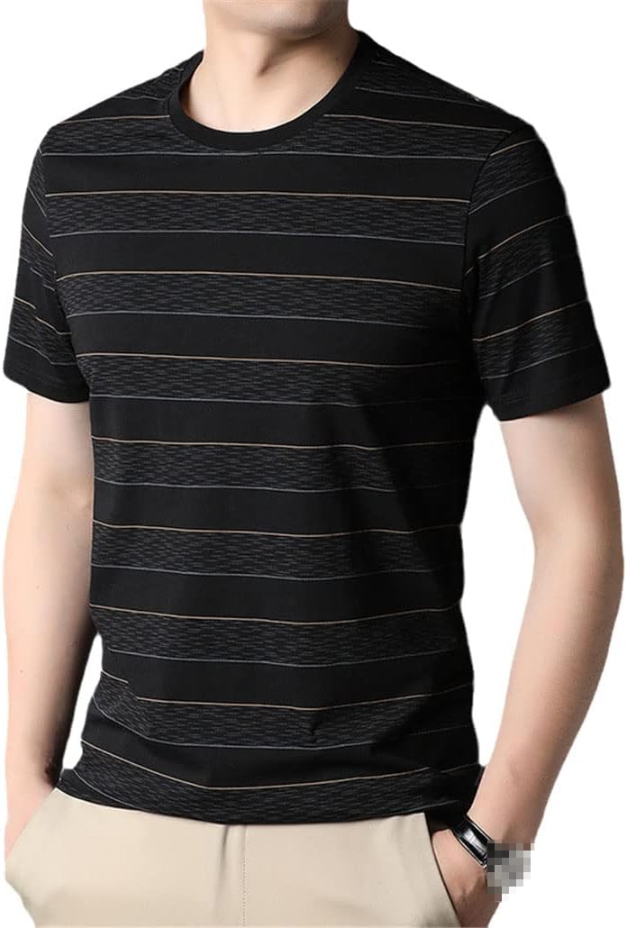 keusyoi Summer Casual Tops Mens Stripe T-Shirt Classic Short Sleeve T-Shirt Men's Short Sleeve Tees - Image 7