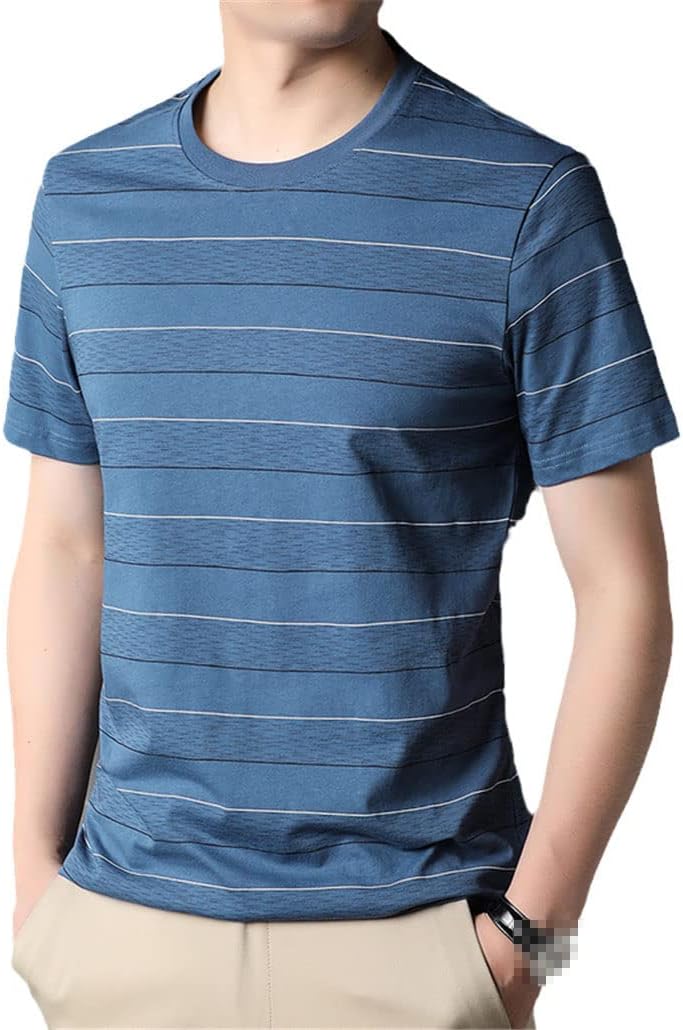 keusyoi Summer Casual Tops Mens Stripe T-Shirt Classic Short Sleeve T-Shirt Men's Short Sleeve Tees - Image 9