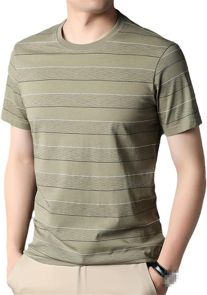 keusyoi Summer Casual Tops Mens Stripe T-Shirt Classic Short Sleeve T-Shirt Men's Short Sleeve Tees - Image 8