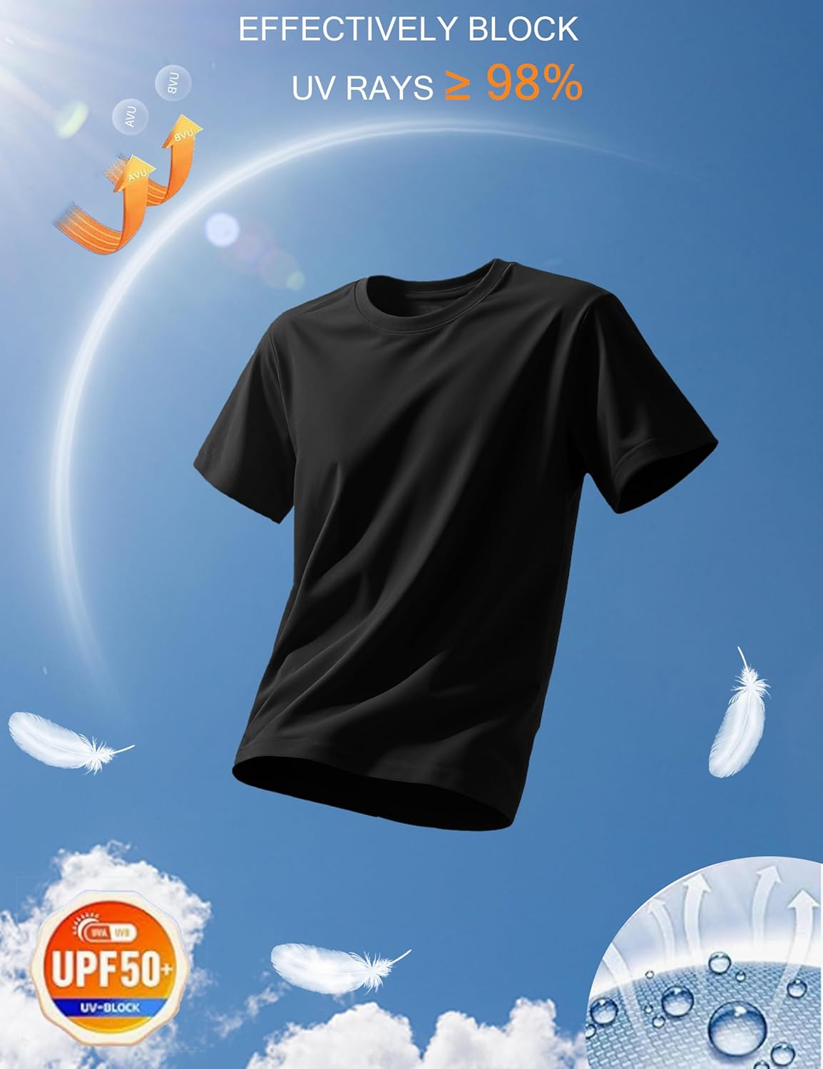 KINSWT Men's Swim Shirt Short Sleeve UPF 50+ Sun Protection UV SPF Rash Guard Moisture Wicking Quick Dry Shirts - Image 2