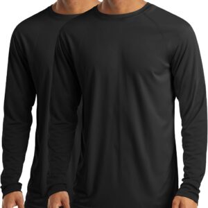 MAGCOMSEN 2 Pack Men's Long Sleeve Shirts Sun Protection UPF 50+ UV SPF Dry Fit T-Shirt for Swim Athletic