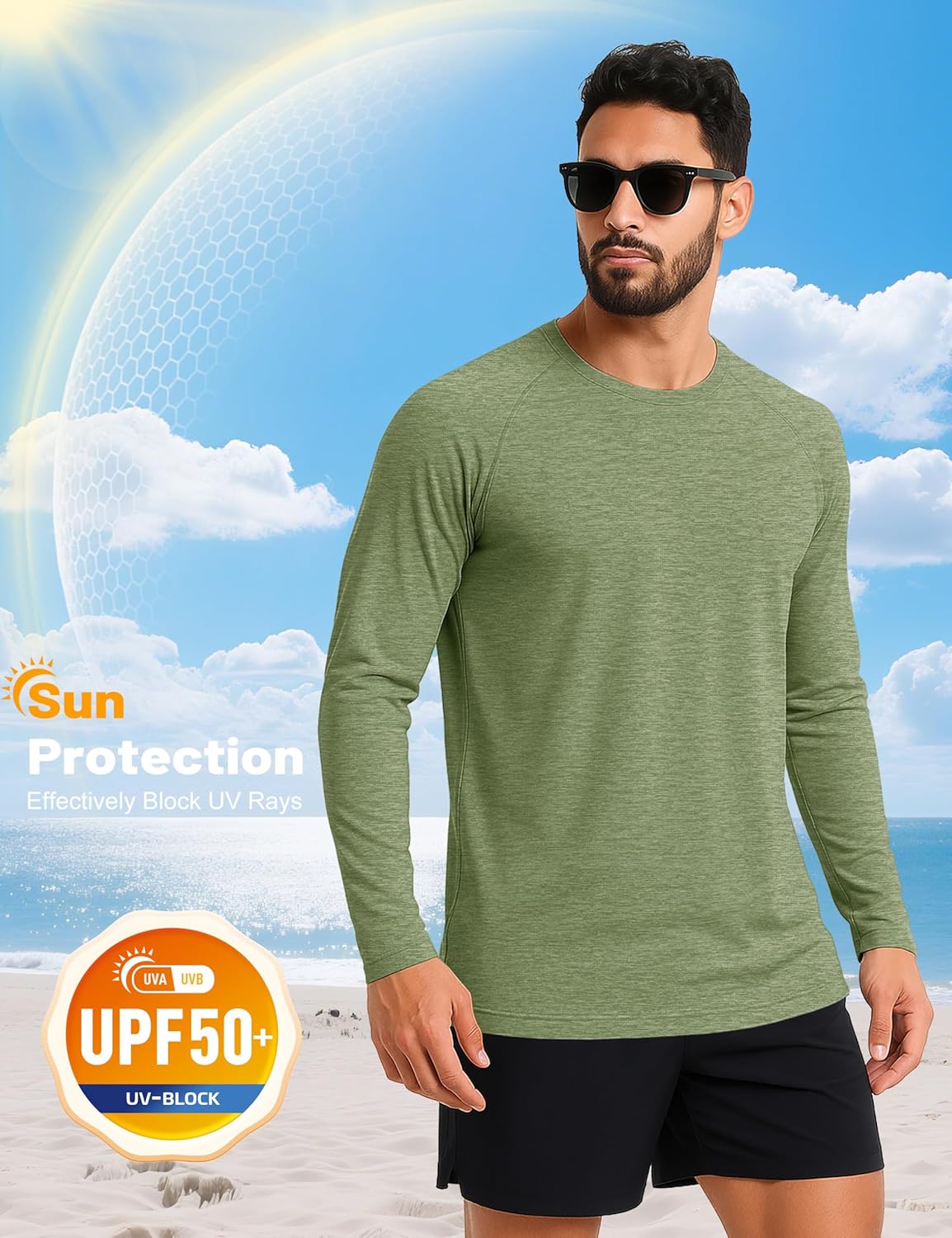 MAGCOMSEN Men's Long Sleeve Shirts UPF 50+ Sun Protection Dry Fit Shirts Athletic Fishing Hiking Workout Rash Guard - Image 2