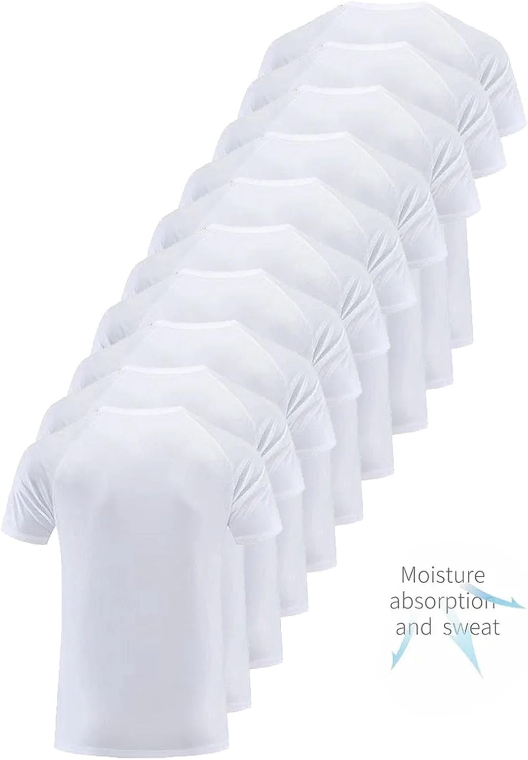Men's 10-Pack White Quick-Dry T-Shirt, Ultralight Gym Running Streetwear - Image 3