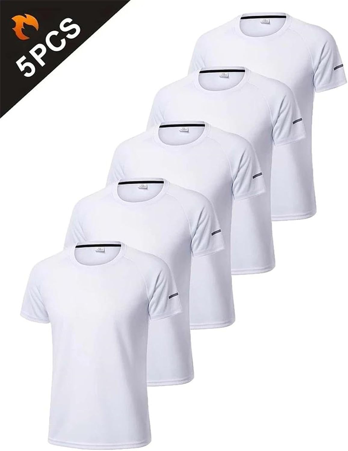 Men's 5-Pack Quick-Dry T-Shirt, Loose Fit Gym Running Outdoor Sportswear - Image 2