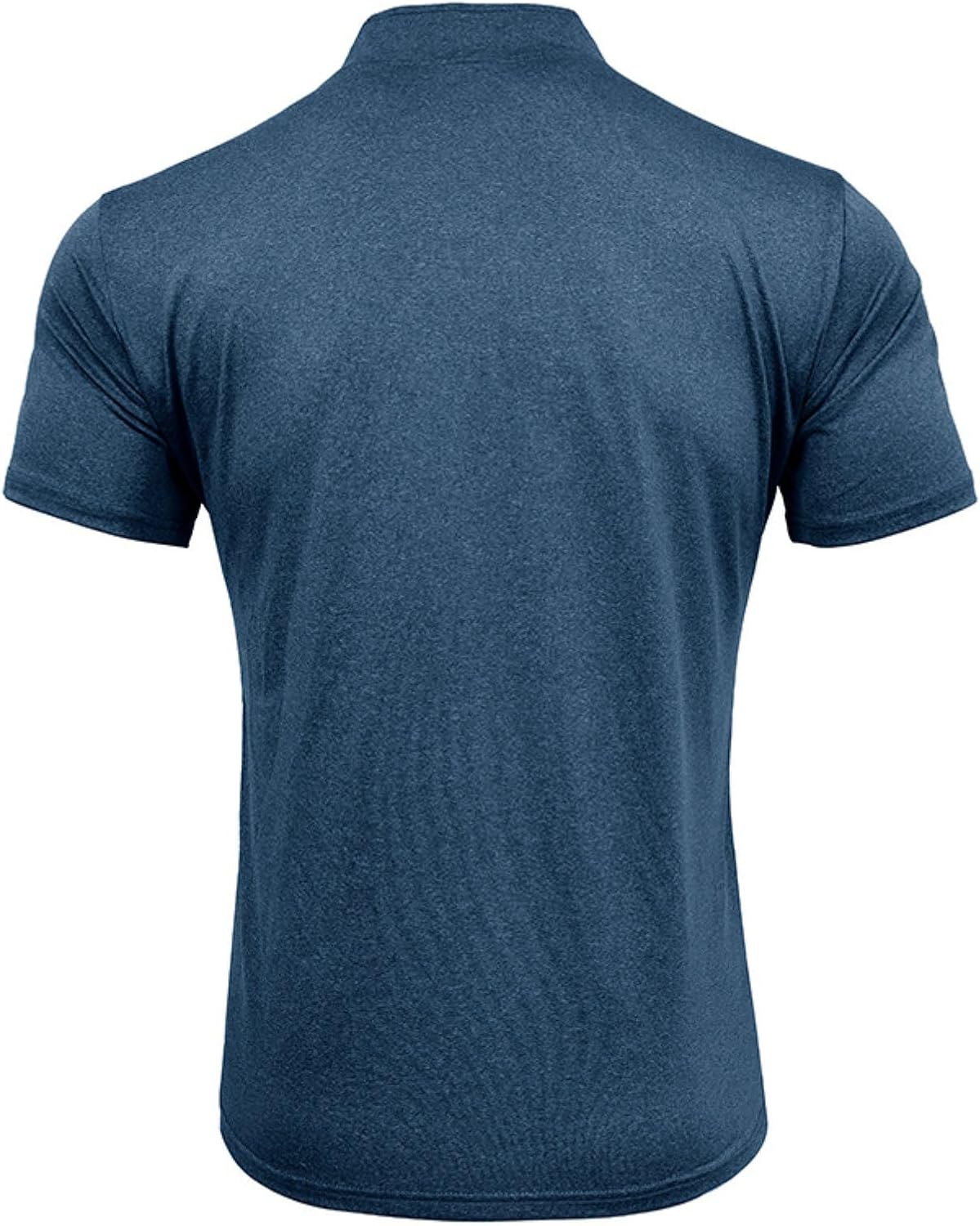 Men's Outdoor Sports T-Shirt 1/4 Zipper Solid Color Casual Slim Stand Collar High Elastic Quick Dry Short Sleeve - Image 4