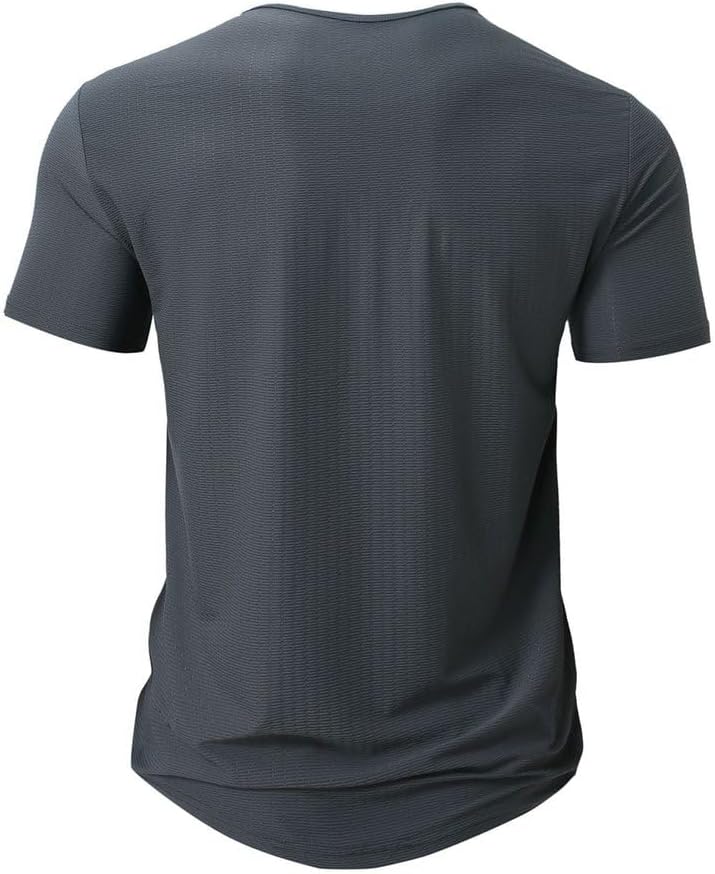 Men's Quick Dry T-Shirt Mesh Short Sleeve Round Neck Top Summer Lightweight Breathable Sports Shirt - Image 3
