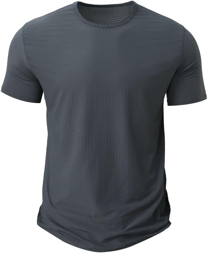 Men's Quick Dry T-Shirt Mesh Short Sleeve Round Neck Top Summer Lightweight Breathable Sports Shirt - Image 2