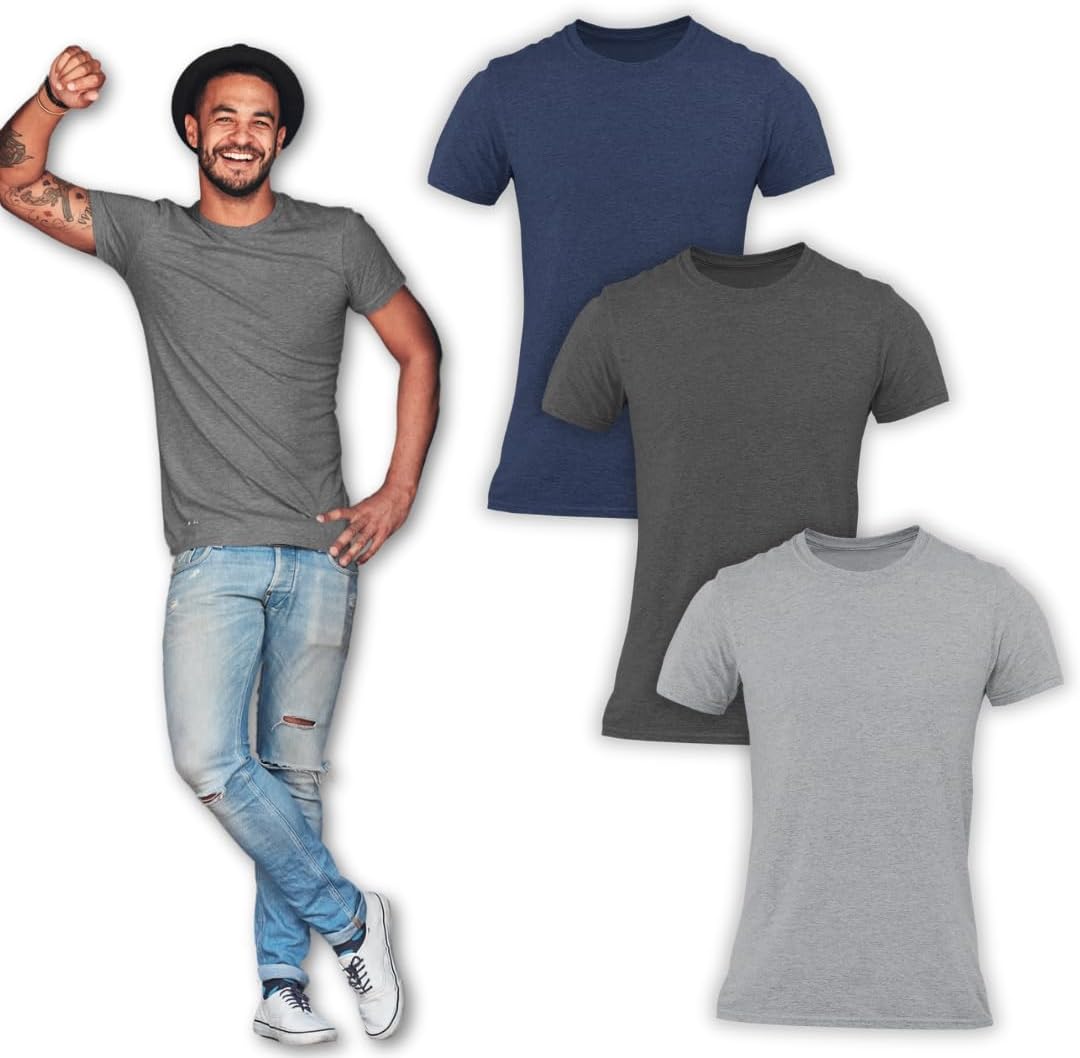 Men's Soft Heather Plain T Shirts Athletic Running Gym Workout Short Sleeve Tee - Image 15