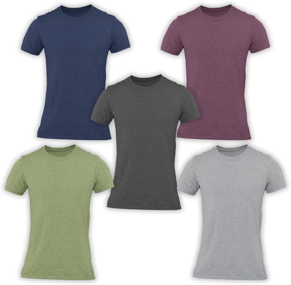 Men's Soft Heather Plain T Shirts Athletic Running Gym Workout Short Sleeve Tee - Image 2
