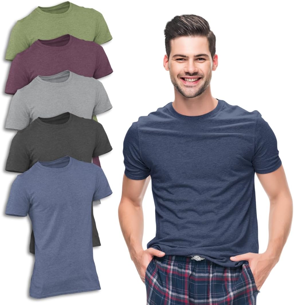 Men's Soft Heather Plain T Shirts Athletic Running Gym Workout Short Sleeve Tee
