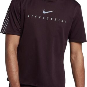 Nike Men`s Dri-FIT Miler Short Sleeve T-Shirt (Port Whine(858075-652)/Reflective Silver, XX-Large)