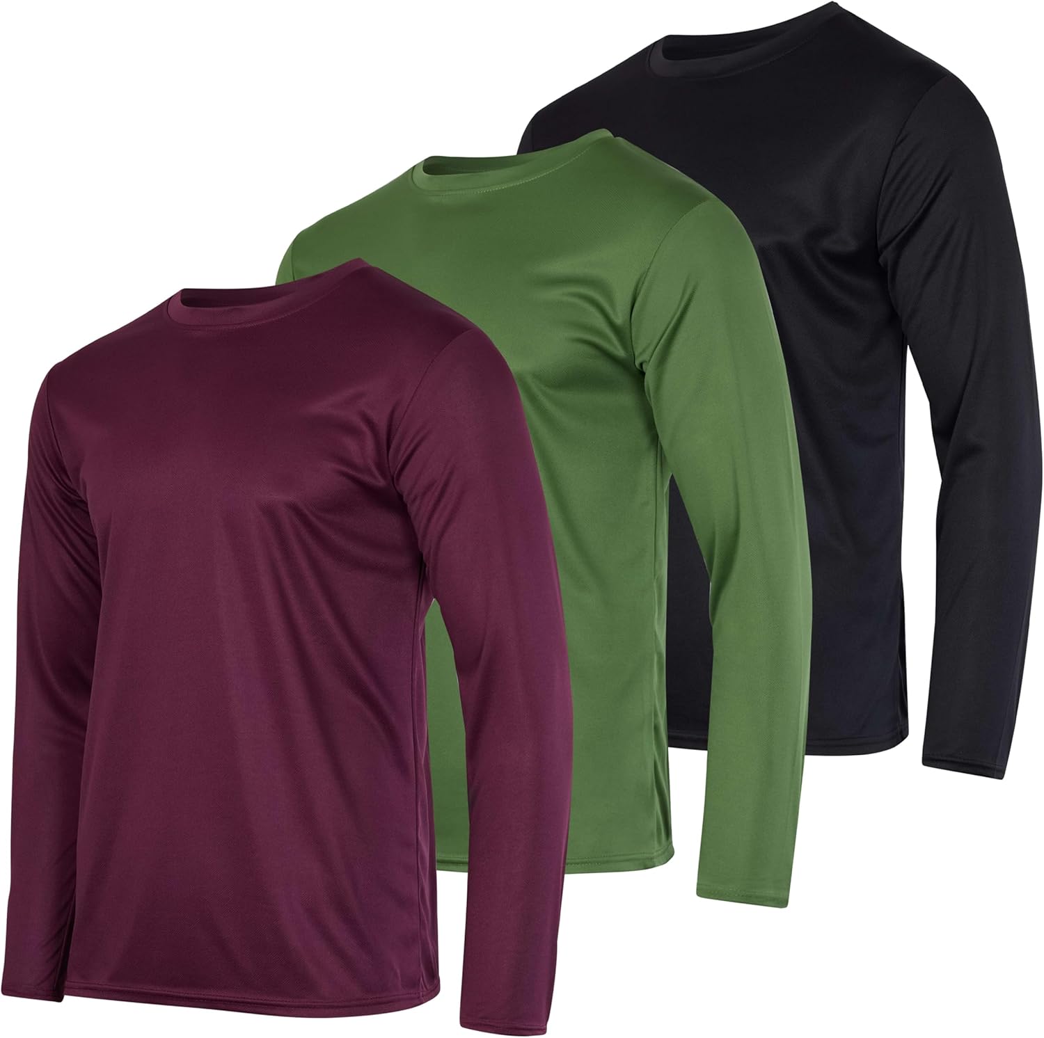 Real Essentials 3 & 5 Pack: Men's Mesh Quick Dry Athletic Long Sleeve T-Shirt UPF SPF UV Sun (Available in Big & Tall) - Image 8