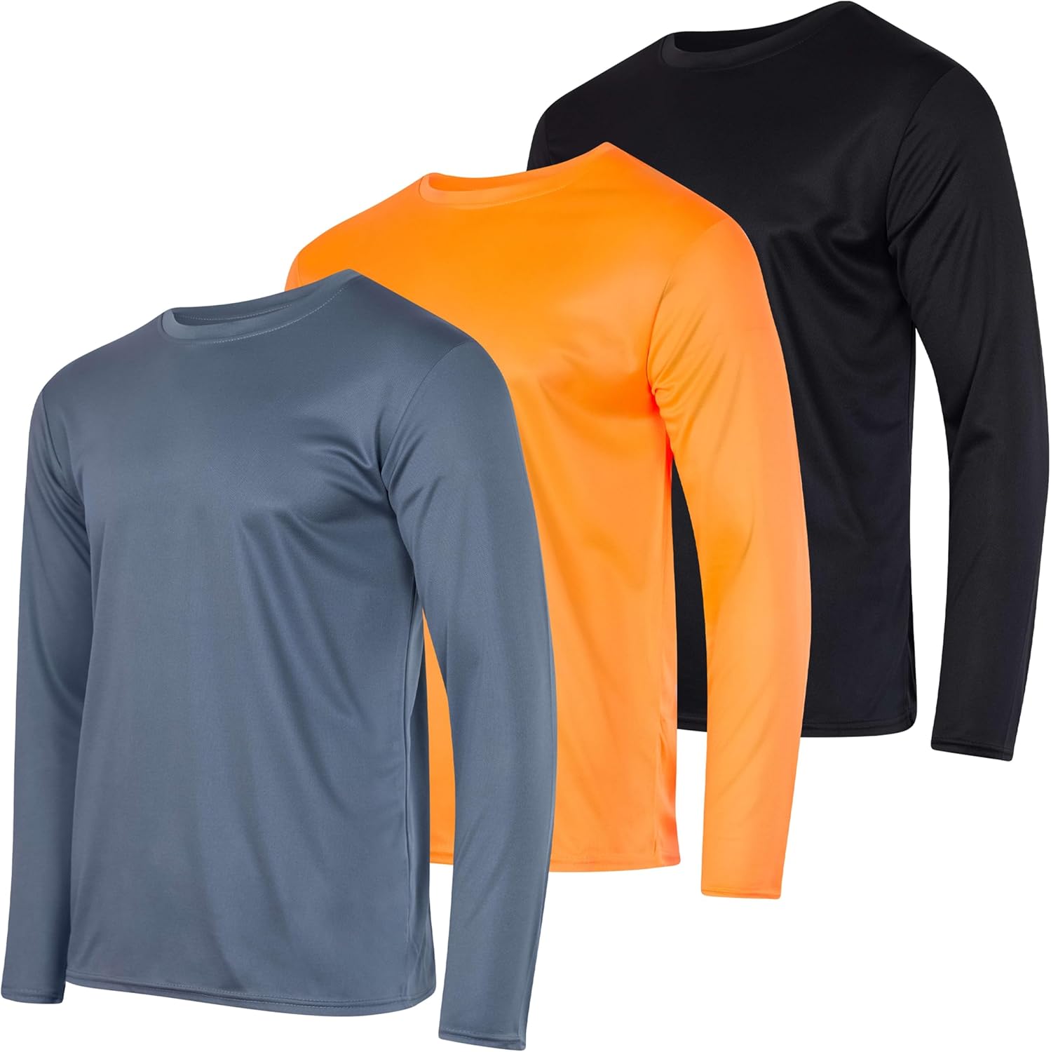 Real Essentials 3 & 5 Pack: Men's Mesh Quick Dry Athletic Long Sleeve T-Shirt UPF SPF UV Sun (Available in Big & Tall) - Image 11