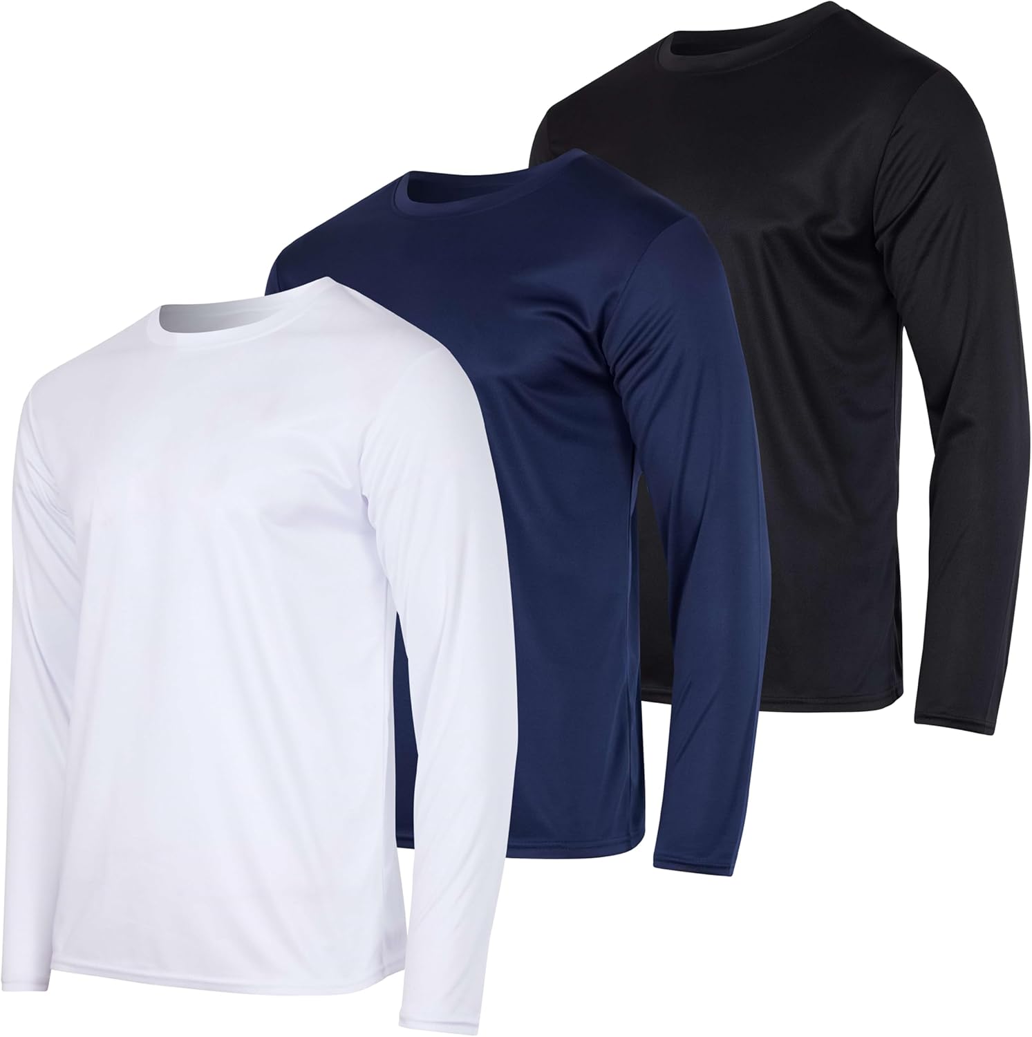 Real Essentials 3 & 5 Pack: Men's Mesh Quick Dry Athletic Long Sleeve T-Shirt UPF SPF UV Sun (Available in Big & Tall) - Image 12
