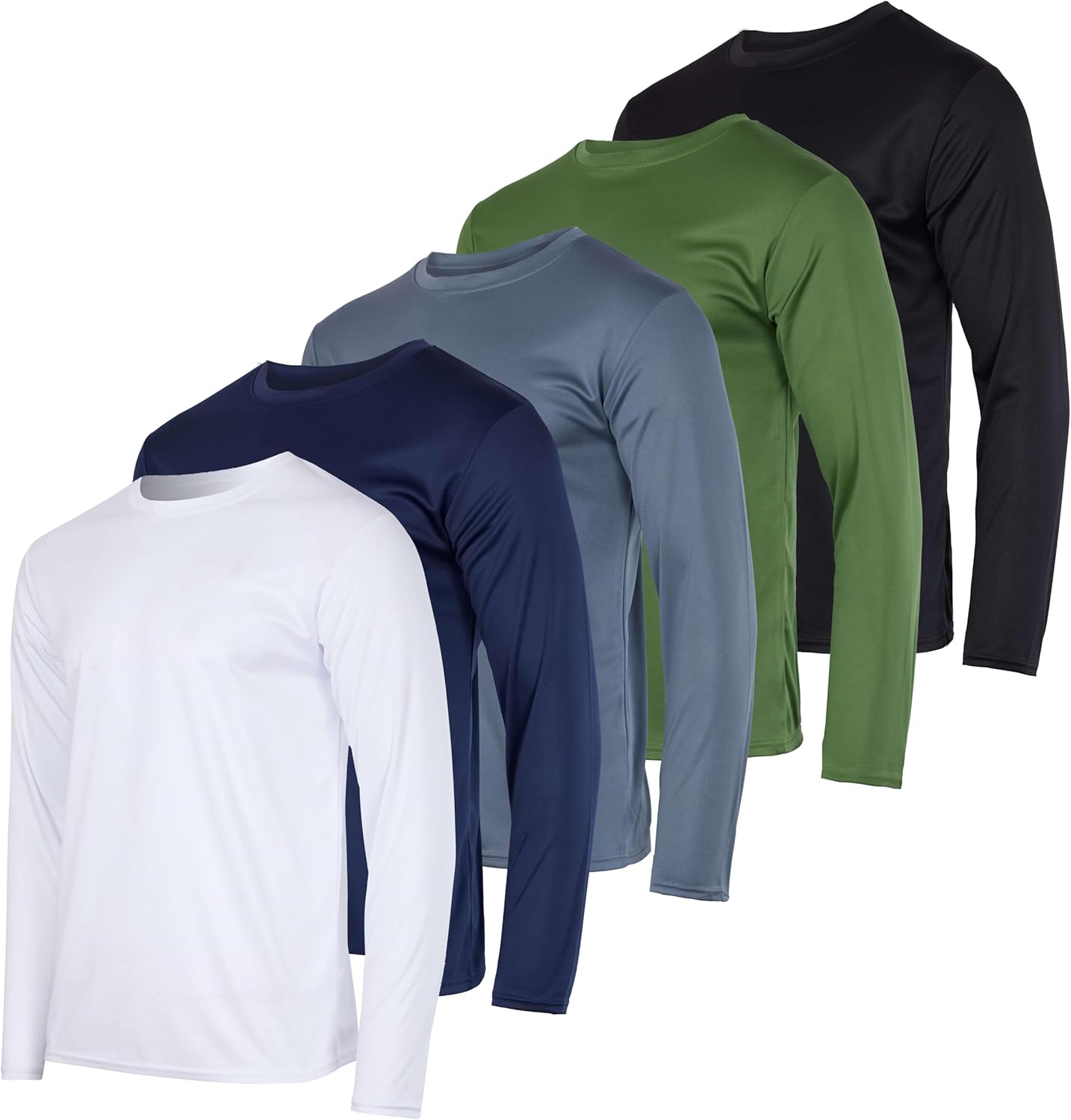 Real Essentials 3 & 5 Pack: Men's Mesh Quick Dry Athletic Long Sleeve T-Shirt UPF SPF UV Sun (Available in Big & Tall) - Image 19
