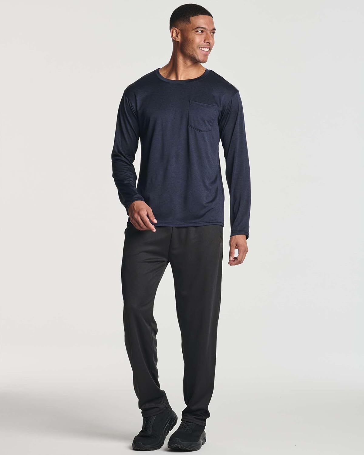 Real Essentials 4 Pack: Men's Dry-Fit Active Athletic Long Sleeve Pocket Crew T-Shirt Outdoors UPF 50 S-5XLT - Image 5