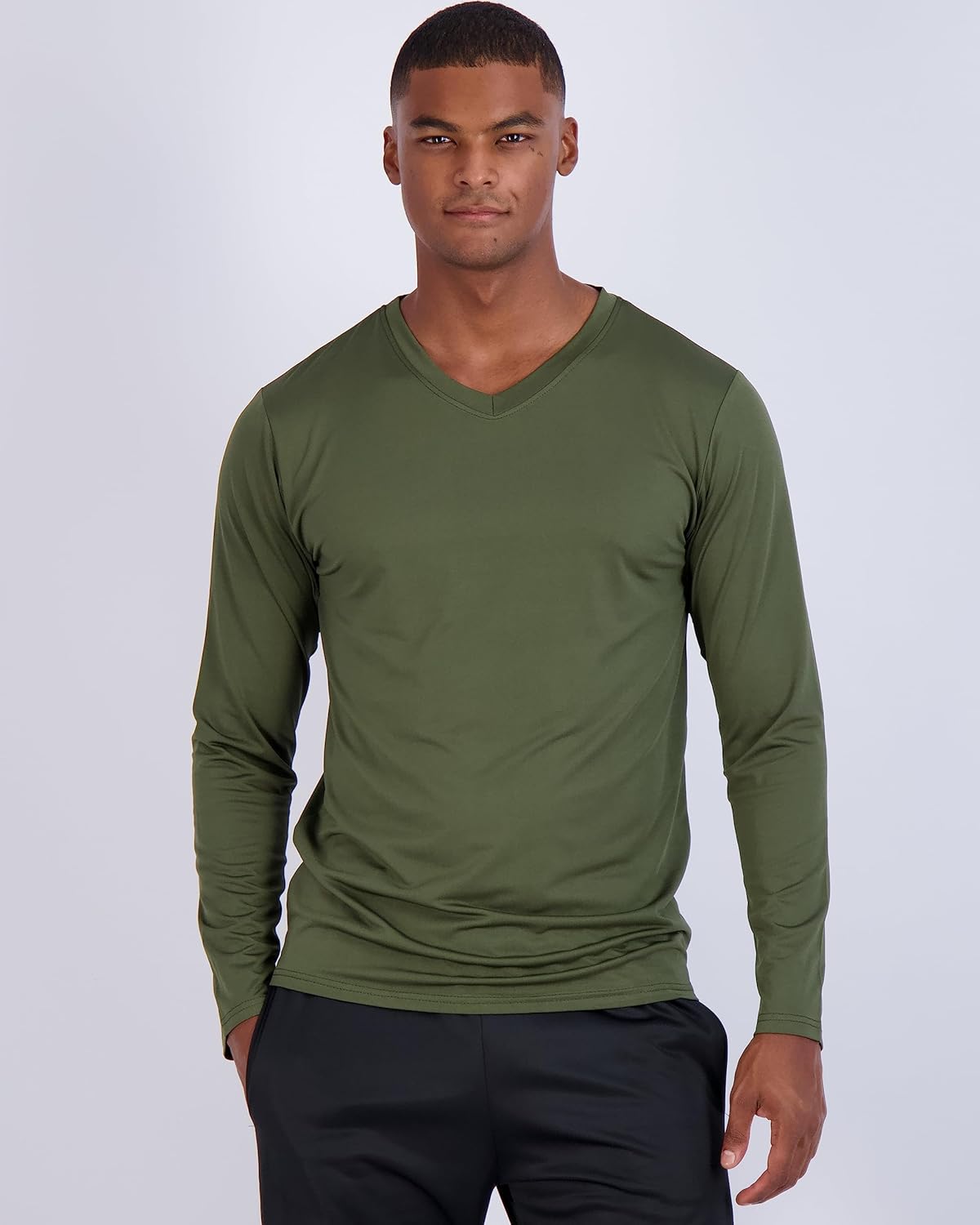 Real Essentials 4 Pack: Men's Dry Fit Long Sleeve V-Neck Active T-Shirt - Athletic Outdoor UPF 50+ - Set 2, 3X - Image 2
