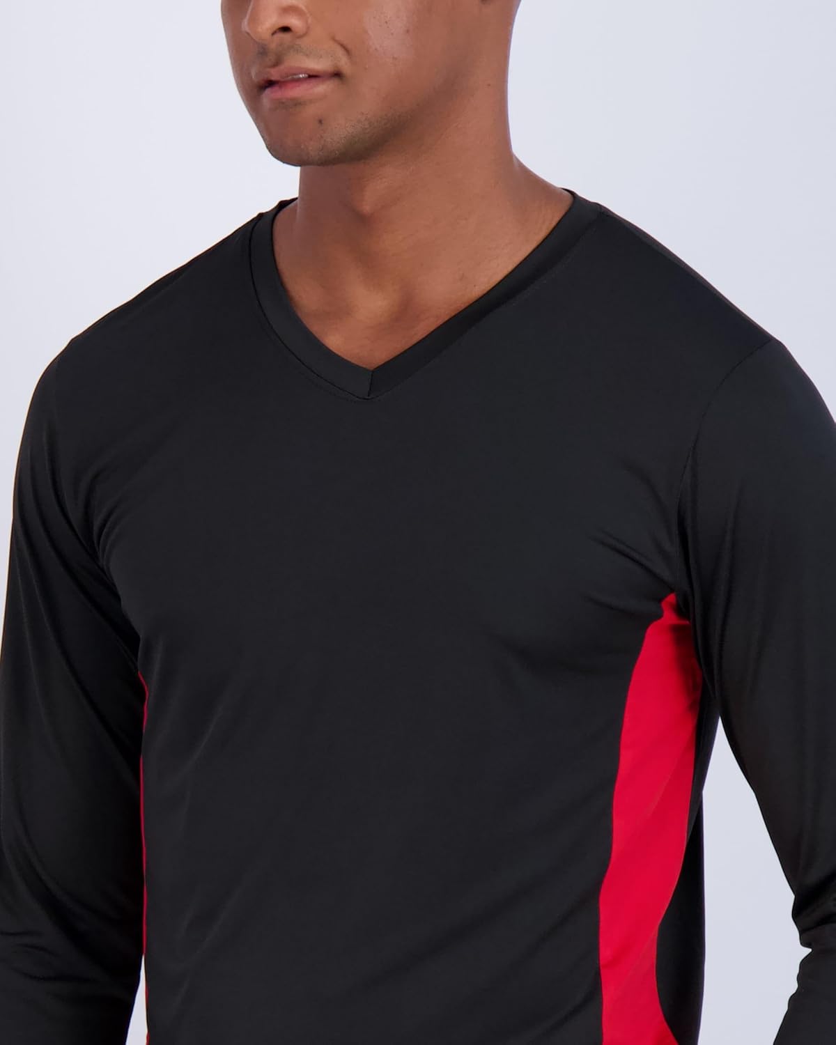 Real Essentials 4 Pack: Men's Dry Fit Long Sleeve V-Neck Active T-Shirt - Athletic Outdoor UPF 50+ - Set 4, 3X - Image 4