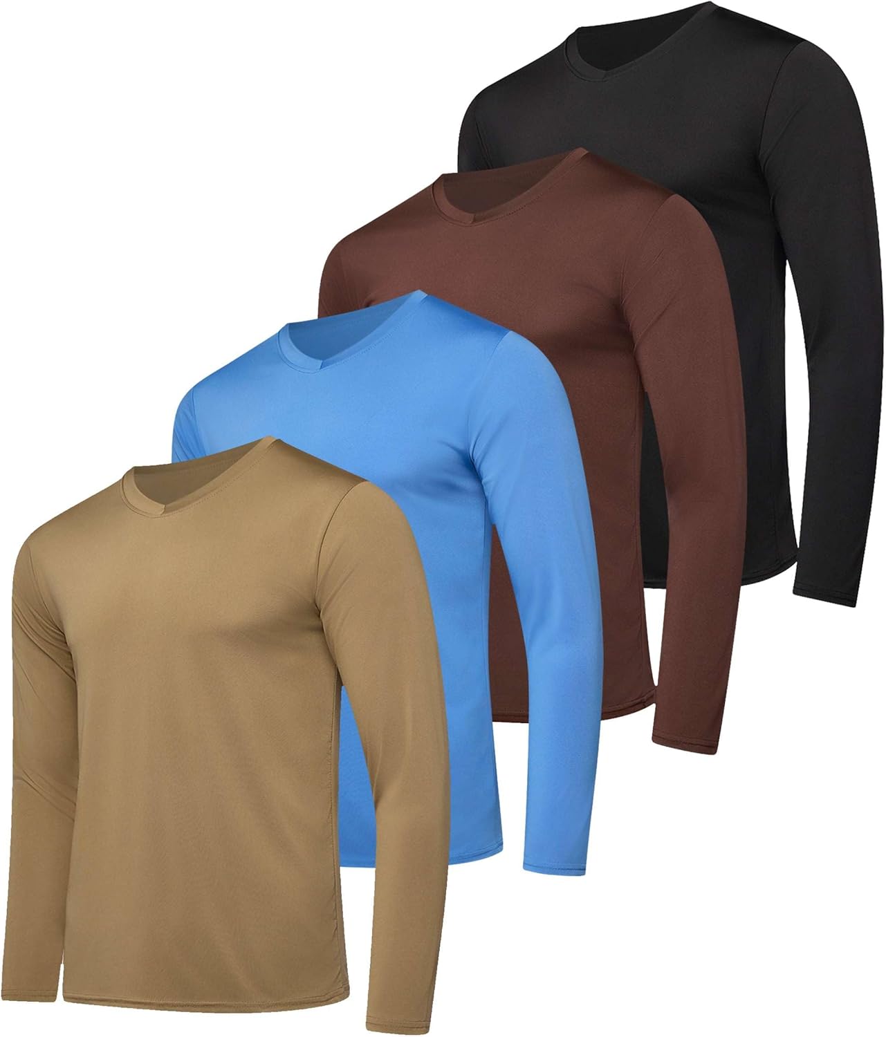 Real Essentials 4 Pack: Men's Dry Fit Long Sleeve V-Neck Active T-Shirt - Athletic Outdoor UPF 50+ (Available in Big & Tall) - Image 9