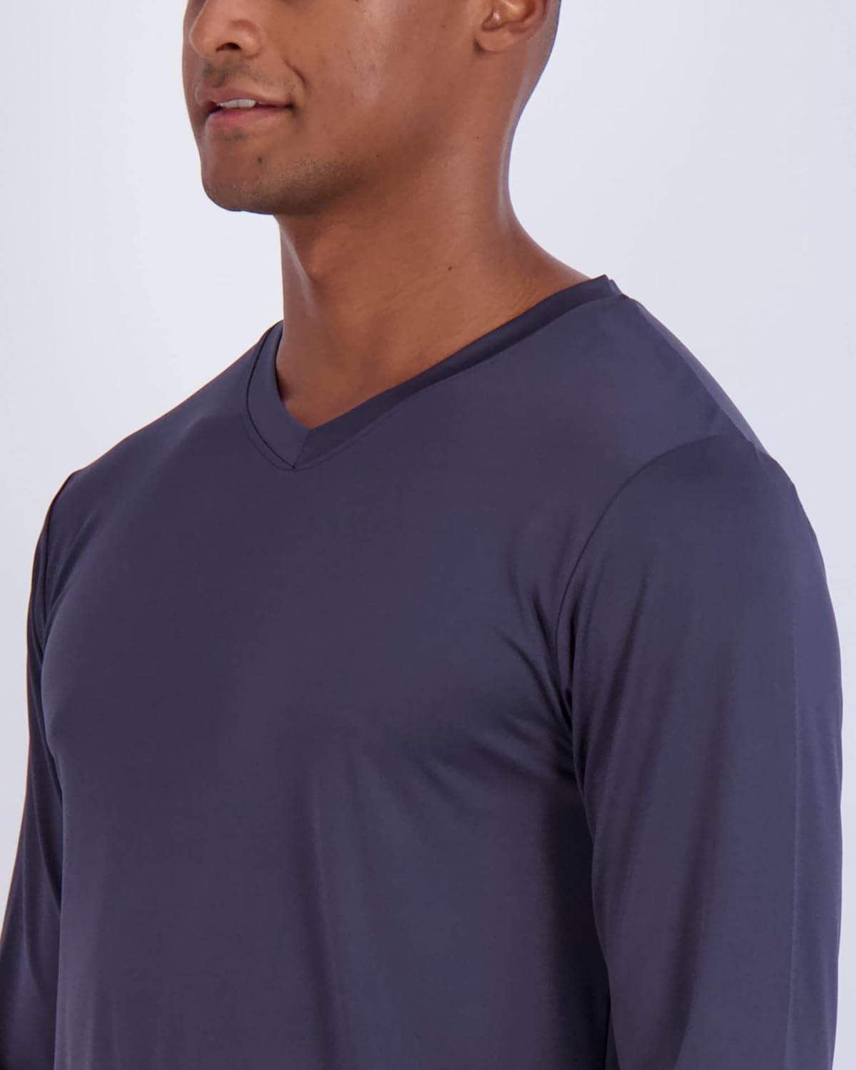 Real Essentials 4 Pack: Men's Dry Fit Long Sleeve V-Neck Active T-Shirt - Athletic Outdoor UPF 50+ (Available in Big & Tall) - Image 3