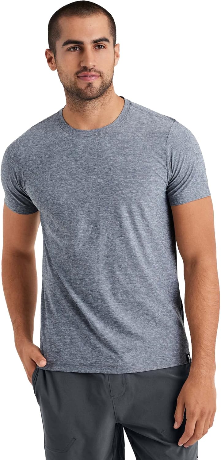 Rhone Men's Essentials Training Tee, Recycled Lightweight Polyester Fabric, Moisturewicking Technology, 4-Way Stretch