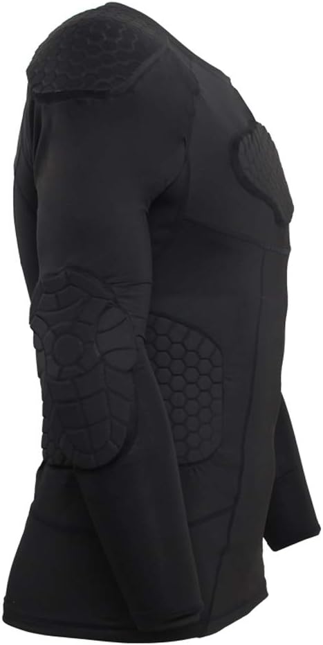 STONEKISS Men\u2019s Long Sleeve Compression Padded Protective Shirt Rib Shoulder Elbow Back Chest Protector - Image 4