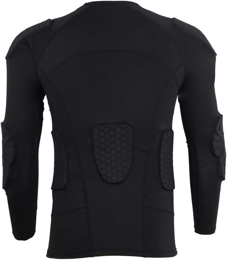 STONEKISS Men\u2019s Long Sleeve Compression Padded Protective Shirt Rib Shoulder Elbow Back Chest Protector - Image 2