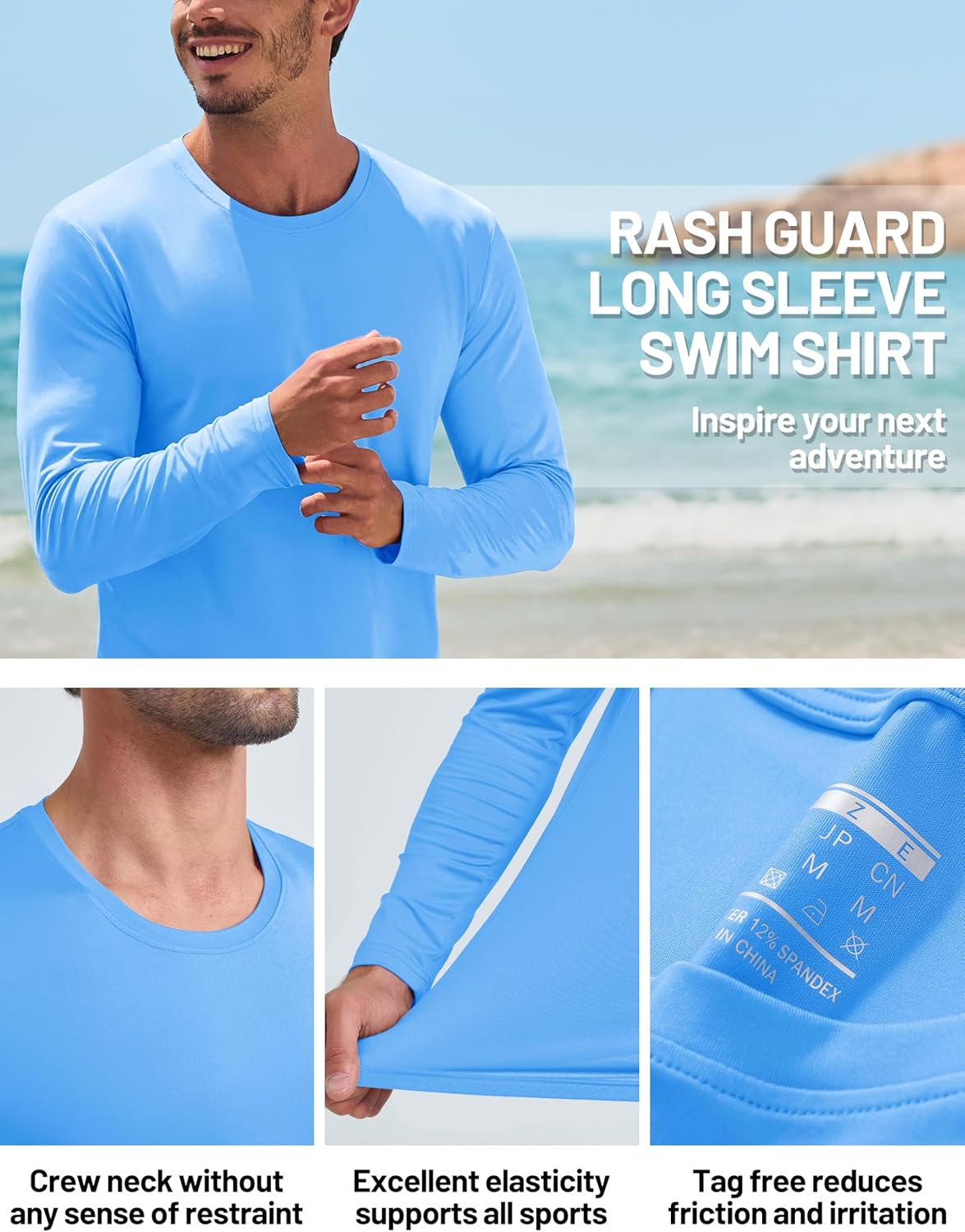 TACVASEN Men's Long Sleeve UPF 80+ Shirts Sun Protection UV SPF Shirts Rash Guard Fishing Running Quick Dry Lightweight - Image 5