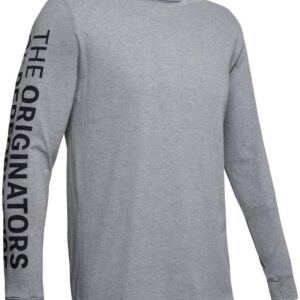 Under Armour Men's Wordmark Sleeve Long Sleeve Tee (US, Alpha, Medium, Regular, Regular, Grey (Steel Light Heather/Black)
